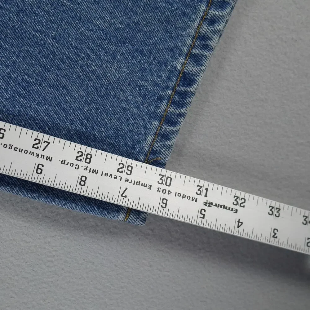 Vintage Y2K Levis 550 Relaxed Fit 33 x 30 Paint Thrashed Blue Jeans Mens FLAW